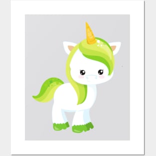 Saint Patrick's Day, Cute Unicorn, Magic Unicorn Posters and Art